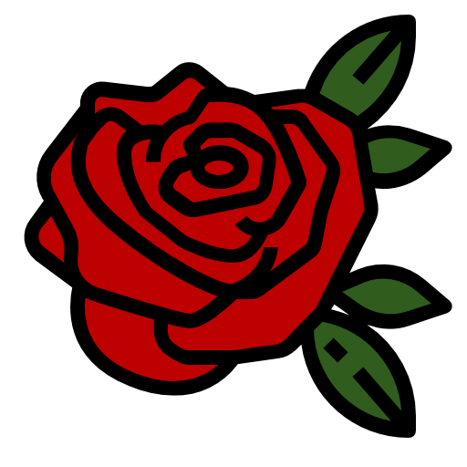 rosa roja con flores verdes
